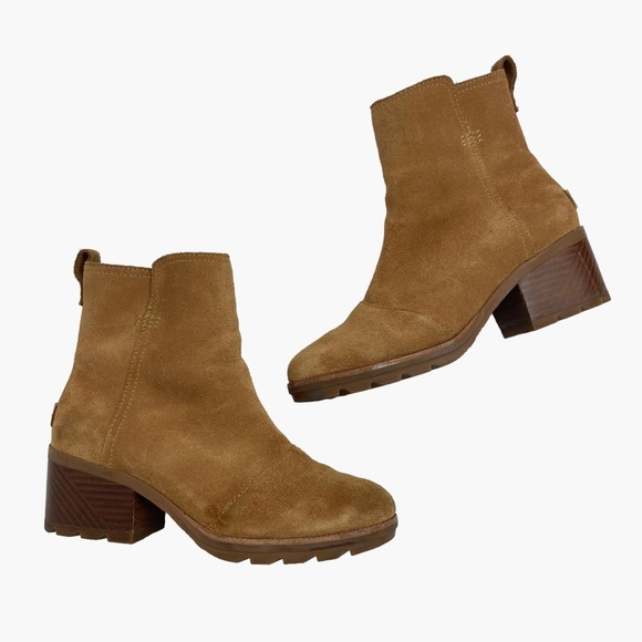 Sorel‎ Cate Camel Tan Waterproof Suede Booties - Picture 1 of 9